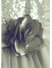 Silver Sequin Gray Tulle Flower Girl Dress With Flower Sash
